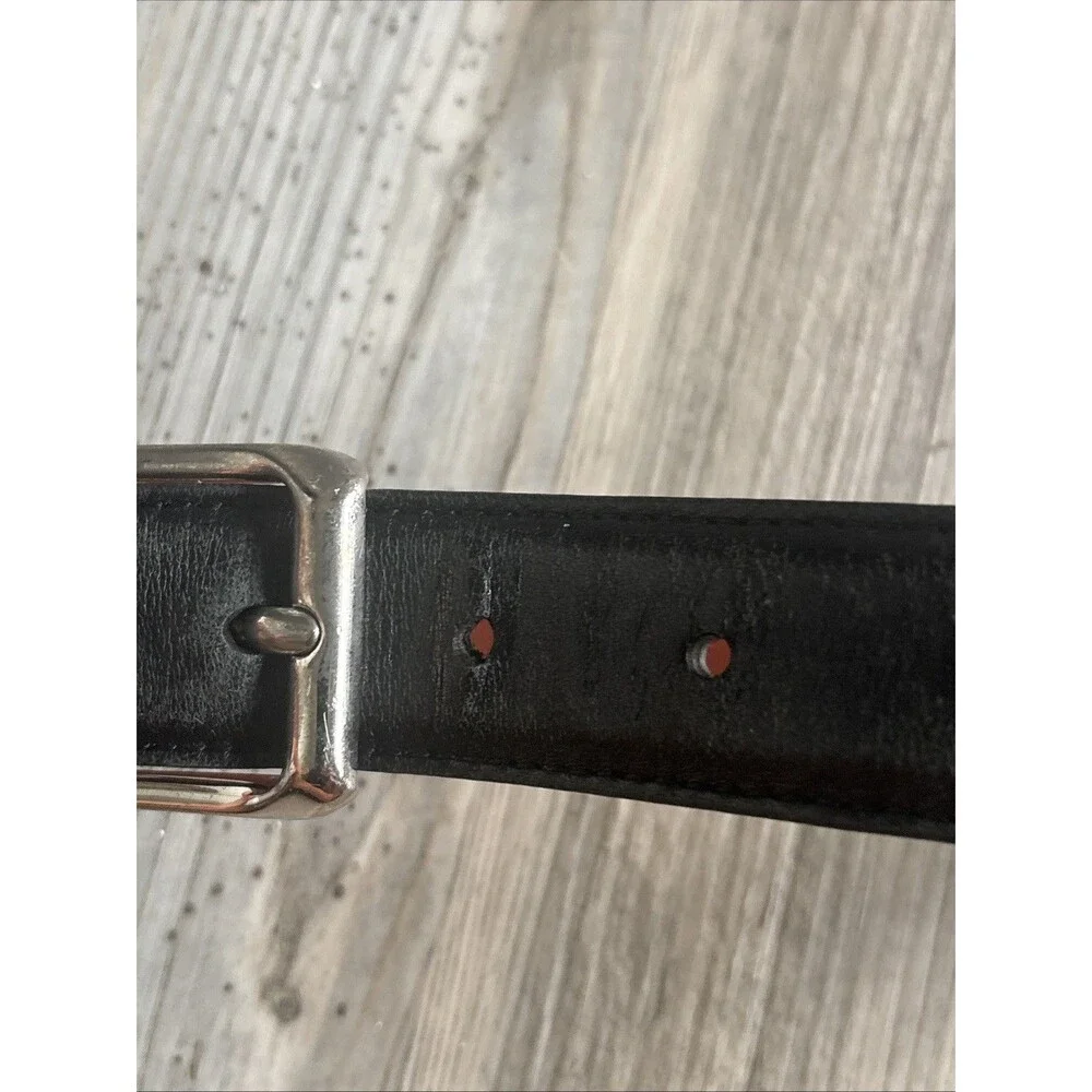 Vintage Coach Black Genuine Leather Preppy Belt  Silver Hardware 36 Inch